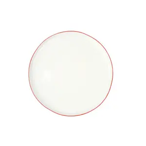 Abbesses 26.7cm Porcelain China Dinner Plate (Set of 4) White/Red