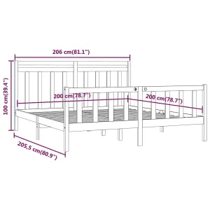 Berkfield Bed Frame Black Solid Wood Pine 200x200 cm