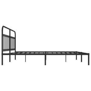 Berkfield Metal Bed Frame with Headboard Black 200x200 cm