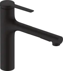 Hansgrohe Zesis M33 Single Lever Kitchen Mixer 160 Pull-Out Spray 2Jet Matt Black 74801670