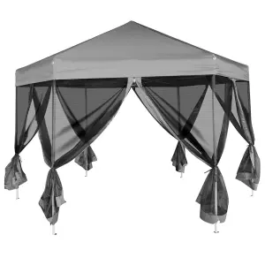 Berkfield Hexagonal Pop-Up Marquee with 6 Sidewalls Grey 3.6x3.1 m