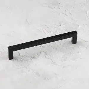 160mm Matt Black Cabinet Handle Square Cupboard Door Drawer Pull Wardrobe Furniture Replacement Upcycle