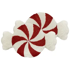 Set of 2 Cushions SPIRAL CANDY 35 x 58 cm Geometric Embroidery White