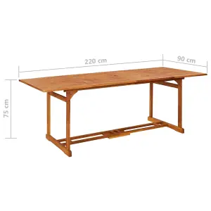 Berkfield Garden Dining Table 220x90x75 cm Solid Acacia Wood