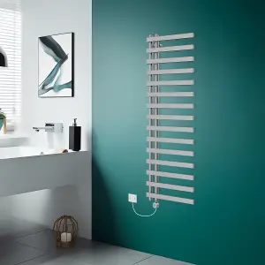 Rinse Bathrooms Minimalist Electric Thermostatic Bathroom Heated Towel Rail Radiator 1600x600mm 800W Chrome