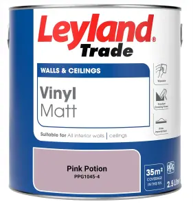 Leyland Trade Vinyl Matt Walls & Ceilings Emulsion Paint Pink Potion (PPG1045-4) 2.5L