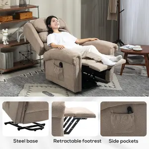 HOMCOM Power Lift Recliner Chair for Elderly with Remote Control, Khaki