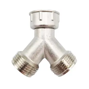 Brass Metal Washing Machine Y Piece 3/4 Splitter 2 Way Hose Connector 3/4