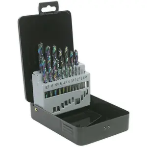 19 Piece HSS Drill Bit Set - Precision Edge Ground 1mm to 10mm for Hand and Pillar Drills