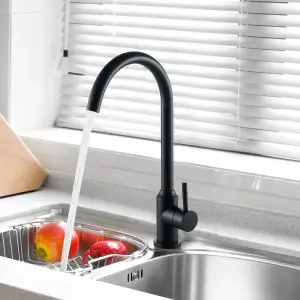 Kitchen Sink Mixer Tap 360 Swivel Spout Monobloc Mixers Faucet Single Lever Matte Black