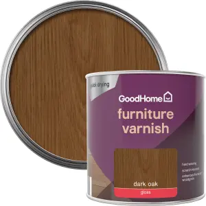 GoodHome Dark Oak Gloss Multi-surface Furniture Wood varnish, 250ml