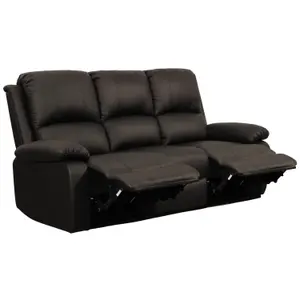 Comfy Living Reclining Faux Leather Sofa In Brown 3 Piece