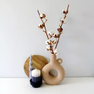 2 x Natural Dried Cotton Stems - Approx. 60cm in Height - Dried Flowers - Ideal for Home Décor - Flower Arranging