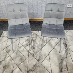 Dining Chairs Set Of 2 Grey Tufted Chairs Velvet Chairs Seats