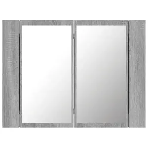 Berkfield LED Mirror Cabinet Grey Sonoma 60x12x45 cm Engineered Wood