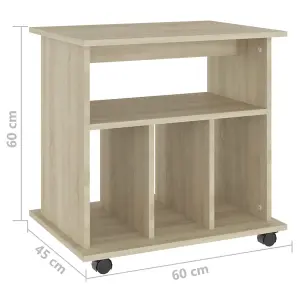 Berkfield Rolling Cabinet Sonoma Oak 60x45x60 cm Engineered Wood