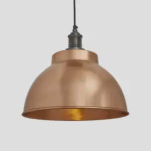 Industville Brooklyn Dome Pendant, 13 Inch, Copper, Pewter Holder