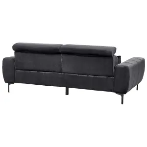 3 Seater Velvet Sofa Black VEGAMO