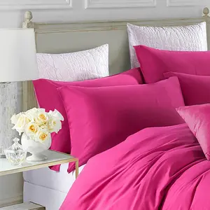 Marnisha Polyester Solid Colour Duvet Cover Set with Pillowcases Pink / Kingsize - 2 Standard Pillowcases