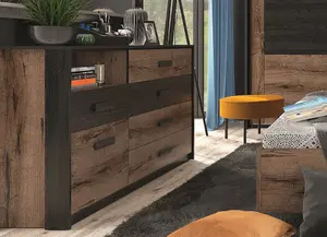 Chest of Drawers Sideboard Dresser Dark Oak Black Storage Cabinet Large Luxury Bedroom Unit Kassel