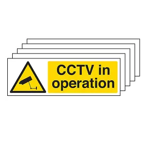 5x CCTV IN OPERATION Warning Sign Landscape Glow in the Dark 300X100mm