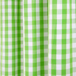 Homescapes Cotton Green Block Check Gingham Eyelet Curtains 117 x 137 cm