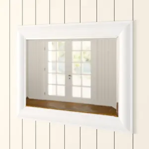 Abbeyville Framed Wall Mounted Accent Mirror White / 130.5cm H x 107.5cm W