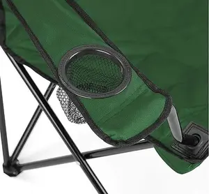 Compact Quick Folding Camping Chair with Arm Rest Carrying Bag and Drink Holder for Outdoor Use (Green)