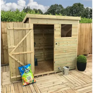 6 x 4 Pressure Treated T&G Pent Wooden Bike Store / Wooden Garden Shed + 1 Window (6' x 4' / 6ft x 4ft) (6x4)