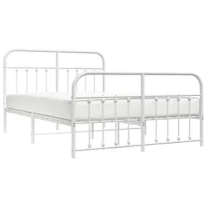 Berkfield Metal Bed Frame with Headboard and Footboard White 135x190 cm