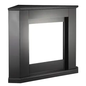 Modern Black Corner Electric Fireplace Surround Only