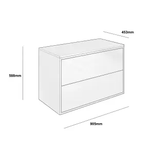 Grasmere Matt Grey Wall-mounted 2 Drawer Bathroom Cabinet (H) 588mm (W) 905mm