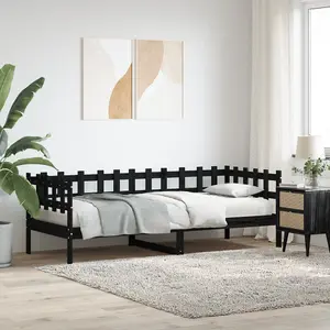 Berkfield Day Bed Black 90x190 cm Solid Wood Pine