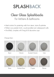 Crystal Clear Glass Kitchen Splashback (Gunmetal Cap) 600mm x 750mm