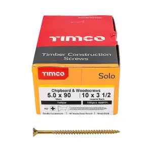 TIMCO Solo Countersunk Gold Woodscrews - 5.0 x 90 (100pcs)