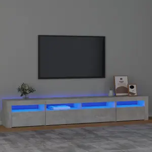 Berkfield TV Cabinet with LED Lights Concrete Grey 240x35x40 cm