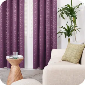 Deconovo Foil Printed Thermal Curtains Super Soft Ring Top Blackout Curtains for Bedroom 46 x 90 Inch Purple 2 Panels