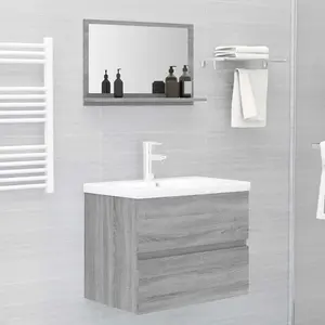 Berkfield Bathroom Mirror Grey Sonoma 60x10.5x37 cm Engineered Wood