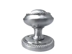 Door Knobs Round Georgian Roped Mortice Knob - Silver Satin 62mm