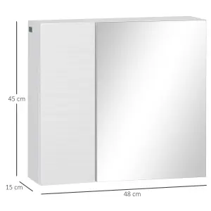 kleankin Bathroom Mirror Cabinet Wall Mounted Cupboard w/ Adjustable Shelf