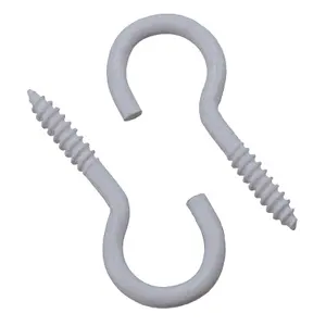 Screw Hook Fasteners Hangers White Plastic Finish 14mm Dia 40mm length 20pc