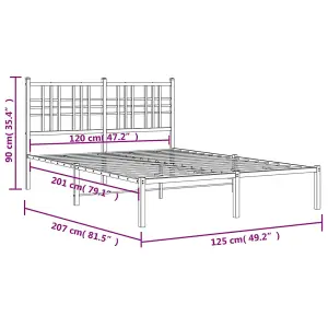 Berkfield Metal Bed Frame without Mattress with Headboard Black 120x200cm