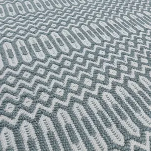 Teal Outdoor Rug, Geometric Stain-Resistant Rug For Patio Balcony Garden, 2mm Modern Outdoor Area Rug-120cm X 170cm