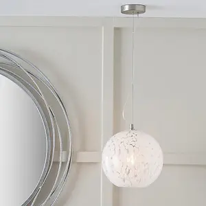 Speckled White Glass Pendant Ceiling Light