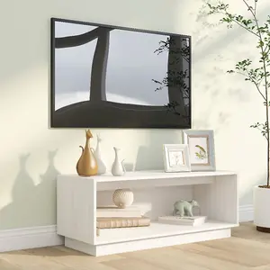 Berkfield TV Cabinet White 90x35x35 cm Solid Wood Pine