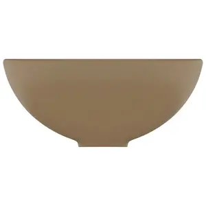 Belfry Bathroom Yogi 325mm L x 325mm W Ceramic Circular Countertop Basin Sink Cream