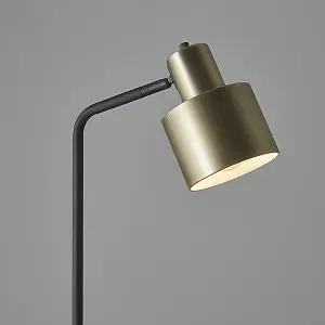 Luminosa Mayfield Task Floor Lamp Matt Antique Brass Plate, Matt Black