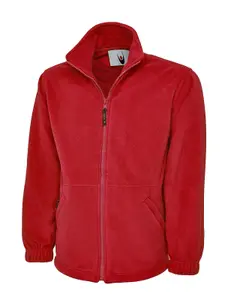 Uneek - Unisex Premium Full Zip Micro Fleece Jacket - Half Moon Yoke - Red - Size XS