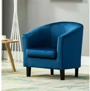 Mcc Velvet Fabric Tub Chair Armchair Club Chair For Dining Living Room & Cafe Blue