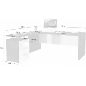 Calderone 180cm W Rectangular Executive Desk White/White